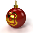 Christmas balls over white