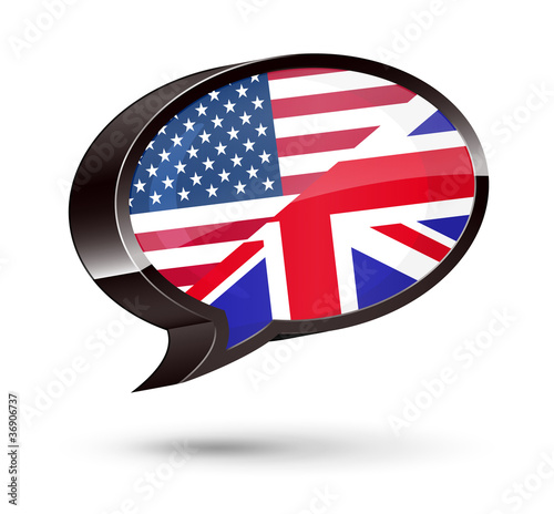 Illustration: "American-English Speaking" 3D Speech Bubble "American-English Speaking" 3D Speech Bubble