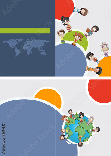Vector: Template for advertising brochure with Kids Template for advertising brochure with Kids