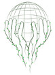 Green hands and globe