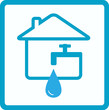 drop of water in house with silhouette of faucet
