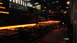 Glühende Träger im Stahlwerk // steelworks