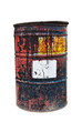 Old rusty oil drum in isolated white background.