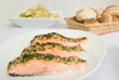 Poached salmon topped with dill Poached salmon topped with dill