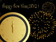 Vector: 2012 card with fireworks and midnight clock, eps8 2012 card with fireworks and midnight clock, eps8