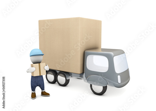 Illustration: livreur & camion livreur & camion