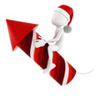 3d man and a rocket - Christmas concept on white background 3d man and a rocket - Christmas concept on white background