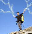 Man on top of mountain. Conceptual design.