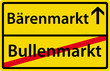 Bärenmarkt - Bullenmarkt - Schild Zeichen Symbol Ortsausgang