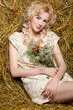 country girl on hay