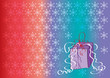 Coloured background with falling snowflakes and gift