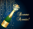 Bonne année 2012 ! Carte de voeux bleue et or.