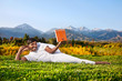 Yoga man reading the book