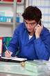 Man checking stock inventory