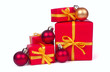 Christmas gifts with red and golden balls Christmas gifts with red and golden balls