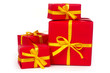 Red presents with with yellow ribbon Red presents with with yellow ribbon