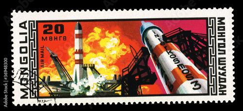 Photo: MONGOLIA, shows spaceshipl, circa 1977 MONGOLIA, shows spaceshipl, circa 1977