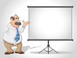 Vektor: Old man and white billboard with empty space Old man and white billboard with empty space
