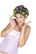 Foto: Woman with hair-curlers Woman with hair-curlers
