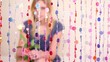 Video: Girls portrait not in focus which stands behind curtain Girls portrait not in focus which stands behind curtain