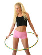 Woman with hula hoop isolated on a white background
