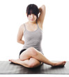 Chinese woman doing yoga.