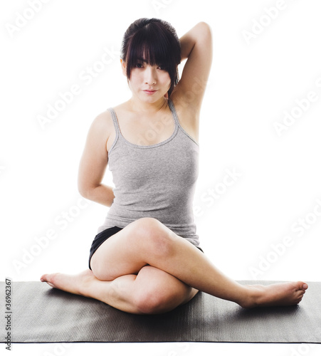 Photo: Chinese woman doing yoga. Chinese woman doing yoga.