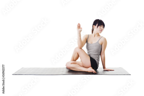 Photo: Chinese woman doing yoga. Chinese woman doing yoga.
