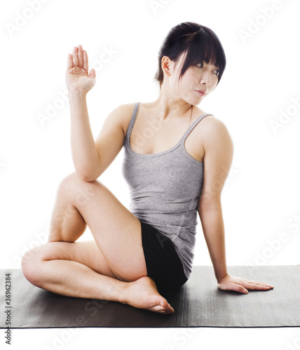Photo: Chinese woman doing yoga. Chinese woman doing yoga.