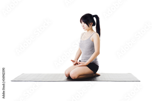 Photo: Chinese woman doing yoga. Chinese woman doing yoga.