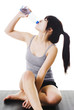 Chinese woman drinking water.