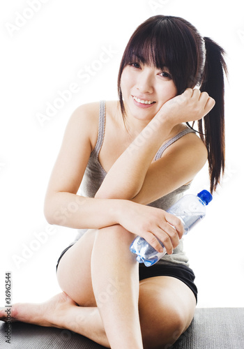 Photo: Chinese girl after a workout. Chinese girl after a workout.