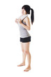 Chinese girl lifting hand weights.