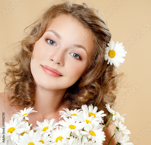 Photo: Girl with flowers Girl with flowers