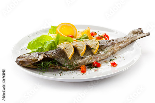 Photo: Fish dish - roast trout and vegetables Fish dish - roast trout and vegetables