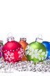 christmas balls with snowflake symbols