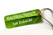 Nachhaltigkeit Slogan - auf natürlichem Kartonschild