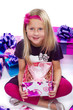 Girl with an opened gift