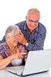 Seniors couple using a computer laptop