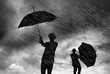 businessmen in rain