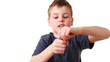boy shows focus appearance and disappearance of handkerchiefs