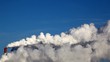 White smoke from heat electropower station on morning blue sky