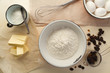 Ingredients for the dough with raisins