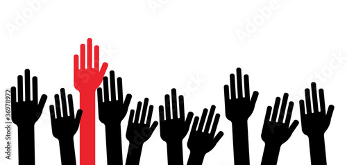 Illustration: Mains en l'air - Différence - Racisme Mains en l'air - Différence - Racisme