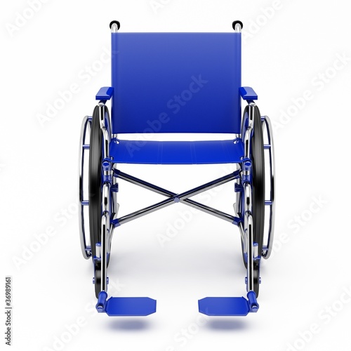 Illustration: Blue wheelchair on a light background Blue wheelchair on a light background