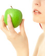 Beautiful woman with green apple