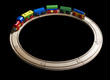wooden toy train on tracks