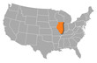 mapa spojen&yacute;ch st&aacute;tů, illinois zv&yacute;razněny