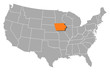 mapa spojen&yacute;ch st&aacute;tů iowa zv&yacute;razněny