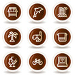 Vacation web icons, chocolate buttons